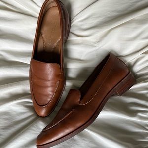 Brown leather loafers